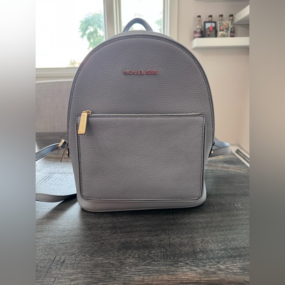 Michael Kors Light Blue Backpack with Gold Accents